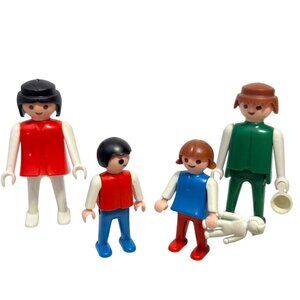 Vintage 1981 & 1974 Geobra Playmobil Family Figures With Accessories